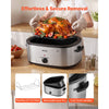 VEVOR Electric Roaster Oven, 22 Qt 1450W, Turkey Roasting Pan, Viewing Self-Basting Lid, 150-450°F Adjustable Heat, Countertop Turkey Cooker with Defrost and Warm Functions, Removable Pan and Rack