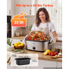 VEVOR Electric Roaster Oven, 22 Qt 1450W, Turkey Roasting Pan, Metal Self-Basting Lid, 150-450°F Adjustable Heat, Countertop Turkey Cooker with Defrost and Warm Functions, Removable Pan and Rack