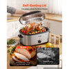 VEVOR Electric Roaster Oven, 22 Qt 1450W, Turkey Roasting Pan, Metal Self-Basting Lid, 150-450°F Adjustable Heat, Countertop Turkey Cooker with Defrost and Warm Functions, Removable Pan and Rack