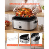 VEVOR Electric Roaster Oven, 22 Qt 1450W, Turkey Roasting Pan, Metal Self-Basting Lid, 150-450°F Adjustable Heat, Countertop Turkey Cooker with Defrost and Warm Functions, Removable Pan and Rack