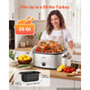 VEVOR Electric Roaster Oven, 26 Qt 1450W, Turkey Roasting Pan, Viewing Self-Basting Lid, 150-450°F Adjustable Heat, Countertop Turkey Cooker with Defrost and Warm Functions, Removable Pan and Rack