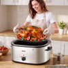 VEVOR Electric Roaster Oven, 26 Qt 1450W, Turkey Roasting Pan, Viewing Self-Basting Lid, 150-450°F Adjustable Heat, Countertop Turkey Cooker with Defrost and Warm Functions, Removable Pan and Rack