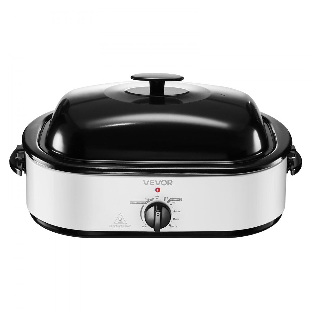 VEVOR Roaster Oven, 18QT Electric Roaster Oven, 150-450℉ Adjustable Temperature Electric Roasting Pan, Multifunctional Electric Roasters Oven with Self-Basting Lid, Removable Pan and Rack for Holiday