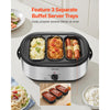 VEVOR Roaster Oven, 24QT Electric Turkey Roaster Oven, 150-450℉ Adjustable Temperature Electric Roasting Pan with 3 Bin Buffet Server, Self-Basting Lid, Defrost & Warm Function, Self-Basting Lid