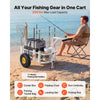 VEVOR Beach Fishing Cart, 200 lbs Load Capacity, Fishing Cart Wagon with Heavy-Duty Carbon Steel Frame, 11 in All-Terrain Tires, 7 Rod Holders, Easy to Clean, for Outdoor Activities Camping Picnic