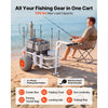 VEVOR Beach Fishing Cart, 300 lbs Load Capacity, Fishing Cart Wagon with Heavy-Duty Aluminum Alloy Frame, 13-Inch All-Terrain PU Balloon Tires, 8 Rod Holders, for Outdoor Activities Camping Picnic
