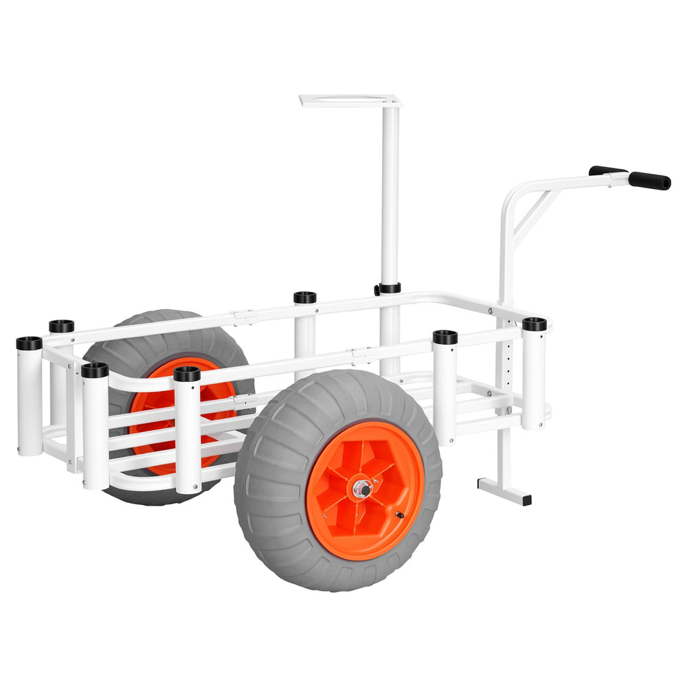 VEVOR Beach Fishing Cart, 350 lbs Load Capacity, Fishing Cart Wagon with Heavy-Duty Aluminum Alloy Frame, 16.5 in All-Terrain PU Balloon Tires, 8 Rod Holders, for Outdoor Activities Camping Picnic