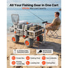 VEVOR Beach Fishing Cart, 350 lbs Load Capacity, Foldable Fishing Cart with Heavy-Duty Aluminum Alloy Frame, 13-Inch All-Terrain PU Balloon Tires, 6 Rod Holders, for Outdoor Activities Camping Picnic