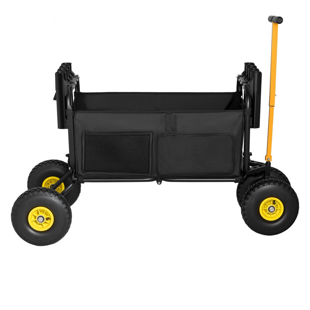 VEVOR Beach Fishing Cart, 300 lbs Load Capacity, Foldable Fishing Cart with Heavy-Duty Carbon Steel Frame, 11-Inch All-Terrain Tires, 8 Rod Holders, Strap, Easy to Clean, for Outdoor Camping Picnic