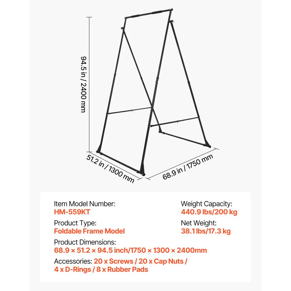 VEVOR Yoga Stand Frame, Max 440.9 lbs Load Swing Stand, Triangular Structure Yoga Aerial Rig, Aerial Silk Stands with EVA Foam, 4-Level Horizontal & 6-Level Vertical Adjustment, Multi-Functional