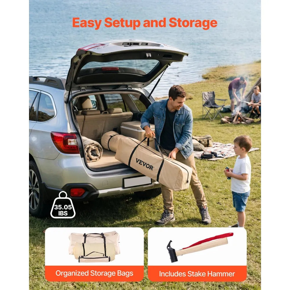VEVOR Oxford Bell Tent, 4 Seasons 9.84 ft Yurt Tent for Camping with Stove Jack, Waterproof Breathable Holds up to 3 People with Zipped Detachable Floor, Family Camping Glamping Outdoor Hunting Party