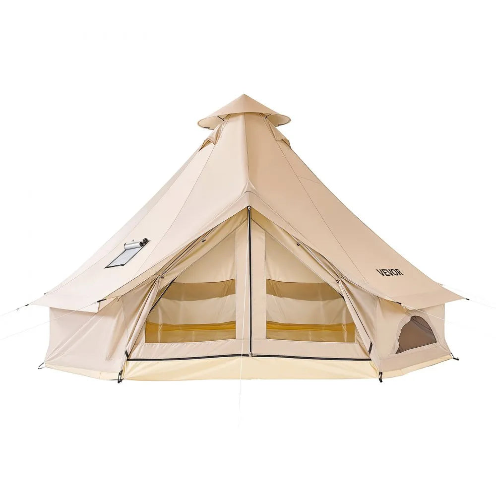 VEVOR Oxford Bell Tent, 4 Seasons 13.12 ft Yurt Tent for Camping with Stove Jack, Waterproof Breathable Holds up to 4 People with Zipped Detachable Floor, Family Camping Glamping Outdoor Hunting Party