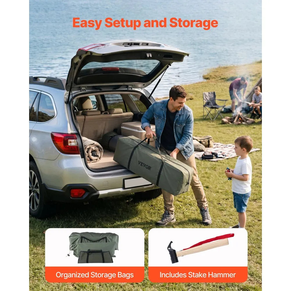 VEVOR Canvas Bell Tent, 4 Seasons 13.12 ft Yurt Tent for Camping with Stove Jack, Canvas Breathable Holds up to 4 People with Zipped Detachable Floor, for Family Camping Glamping Outdoor Hunting Party