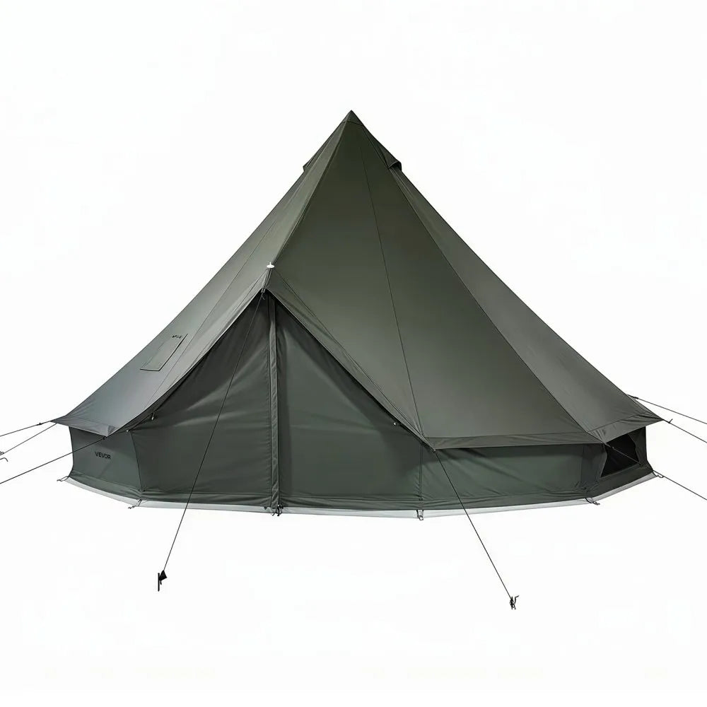 VEVOR Canvas Bell Tent, 4 Seasons 13.12 ft Yurt Tent for Camping with Stove Jack, Canvas Breathable Holds up to 4 People with Zipped Detachable Floor, for Family Camping Glamping Outdoor Hunting Party