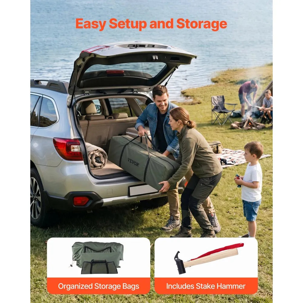 VEVOR Canvas Bell Tent, 4 Seasons 16.4 ft Yurt Tent for Camping with Stove Jack, Canvas Breathable Holds up to 7 People with Zipped Detachable Floor, for Family Camping Glamping Outdoor Hunting Party