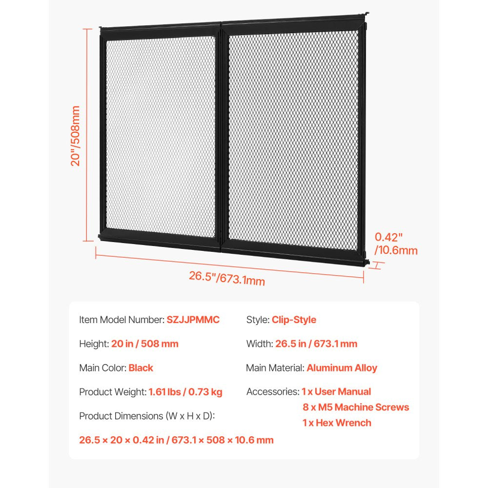 VEVOR RV Screen Door Protector, 26.5 x 20 inch Door Grille, Easy to Install and Disassemble, Reinforced Breathable Protective Mesh, Aluminum Alloy Camper RV Entry Protector for Pet Protection, Black