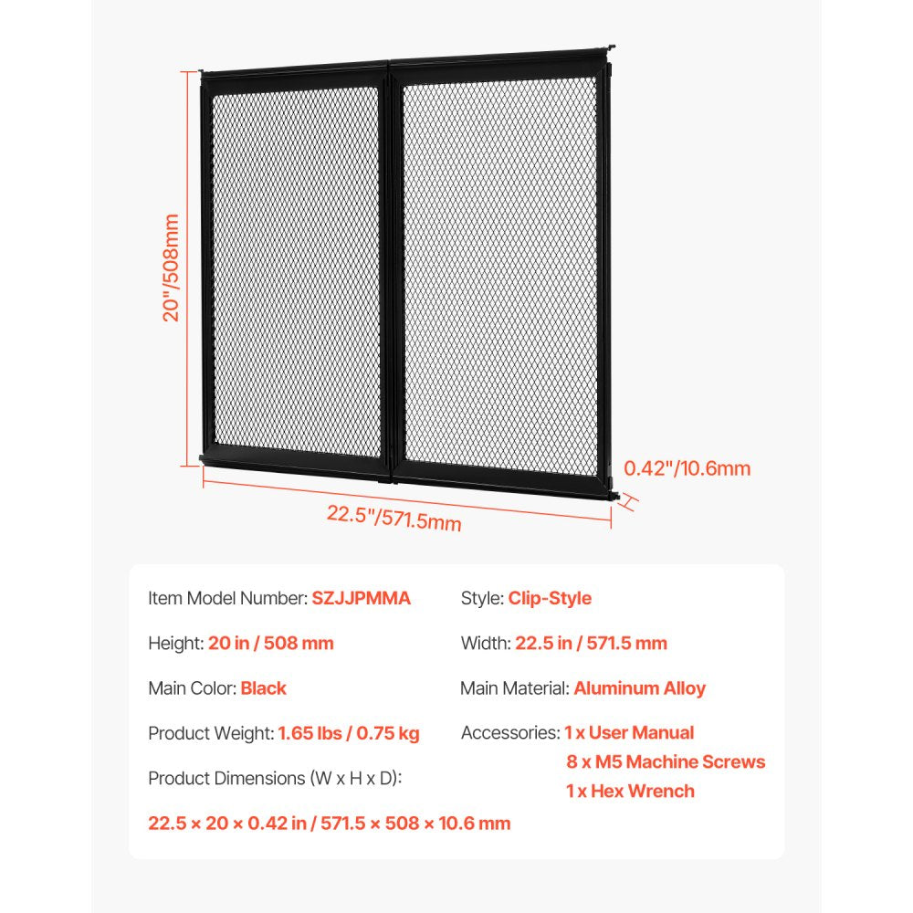 VEVOR RV Screen Door Protector, 22.5 x 20 inch Door Grille, Easy to Install and Disassemble, Reinforced Breathable Protective Mesh, Aluminum Alloy Camper RV Entry Protector for Pet Protection, Black