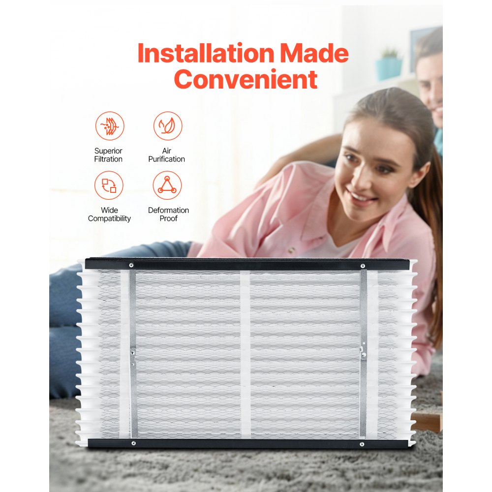 VEVOR 16 x 28 x 4 Furnace Filter, MERV 13 HVAC Ac Filters,12-Month Electrostatic Pleated Air Conditioner Filters, 2-Pack (Actual Size: 16.34 x 27.76 x 3.98 Inch) for Capturing Dust, Smog, Pet Dander