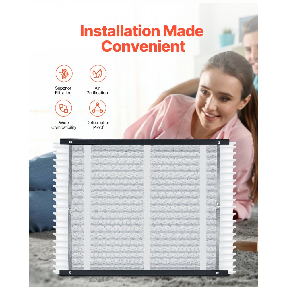 VEVOR 20 x 25 x 4 Furnace Filter, MERV 11 HVAC Ac Filters,12-Month Electrostatic Pleated Air Conditioner Filters, 4-Pack (Actual Size: 20.47 x 25.20 x 3.98 Inch) for Capturing Dust, Smog, Pet Dander