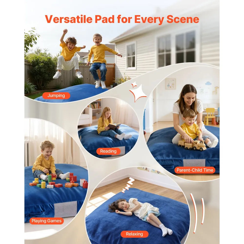 VEVOR Crash Pad, 5 x 5 ft Crash Pad for Kids Sensory with Foam Blocks and Washable Cover, Giant Pillow Mat Large Soft Foam Landing Zone, Sensory Room Equipment for Children Jumping, Relaxing & Play