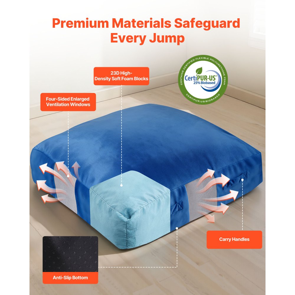VEVOR Crash Pad, 5 x 5 ft Crash Pad for Kids Sensory with Foam Blocks and Washable Cover, Giant Pillow Mat Large Soft Foam Landing Zone, Sensory Room Equipment for Children Jumping, Relaxing & Play