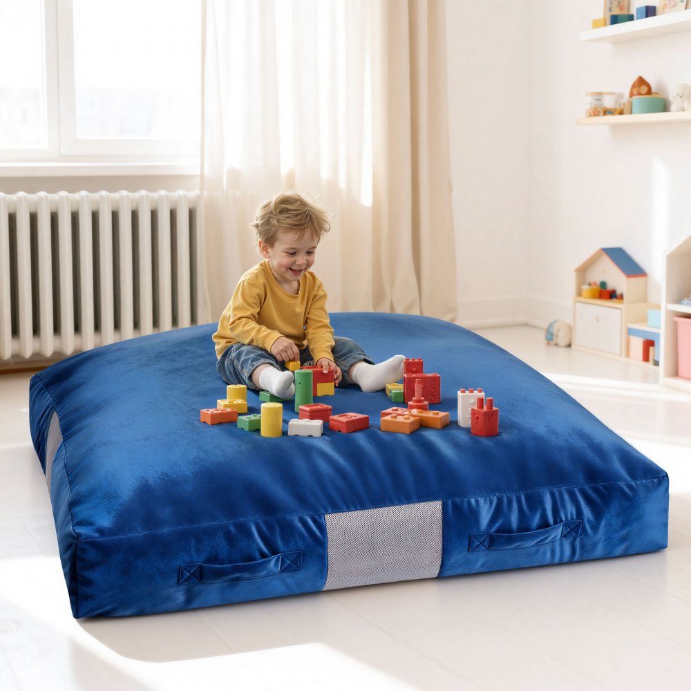 VEVOR Crash Pad, 5 x 5 ft Crash Pad for Kids Sensory with Foam Blocks and Washable Cover, Giant Pillow Mat Large Soft Foam Landing Zone, Sensory Room Equipment for Children Jumping, Relaxing & Play