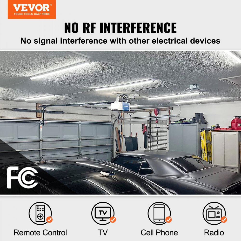 VEVOR 10 Pack LED Shop Light, 4 FT, 40W Linkable Shop Light Fixture, 6500 LM Ceiling Lights 59 in Power Cords with ON/OFF Switch 48 in Connector Cables, for Garage Warehouse Home Workkshop and Office