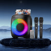 VEVOR Karaoke Machine for Adults, 15W, 4-inch Portable Bluetooth Speaker with 2 Wireless Microphones, LED Light, TWS Function, Handle, Supports Micro TF Card, USB, AUX, for Home Karaoke Party Singing