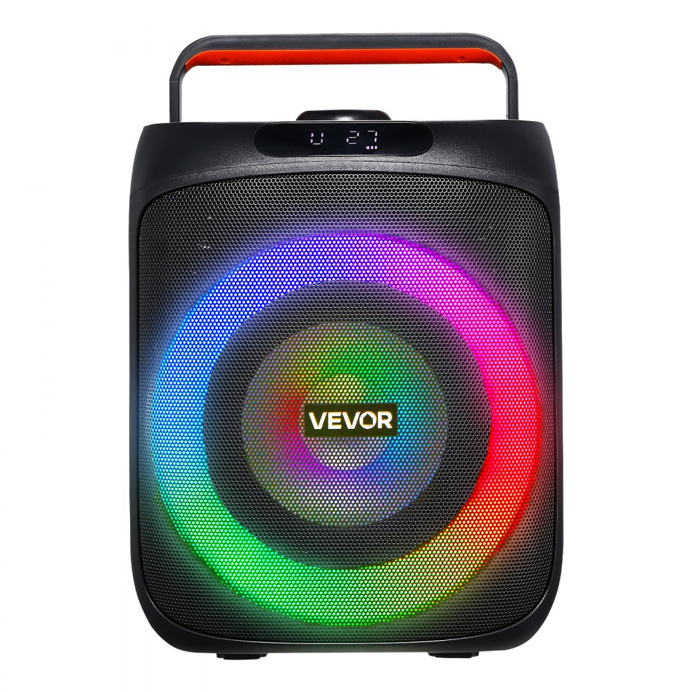 VEVOR Karaoke Machine for Adults, 30W, 6.5-inch Portable Bluetooth Speaker with 2 Wireless Microphones, LED Light, TWS Function, Handle, Support Micro TF Card, USB, AUX, for Home Karaoke Party Singing