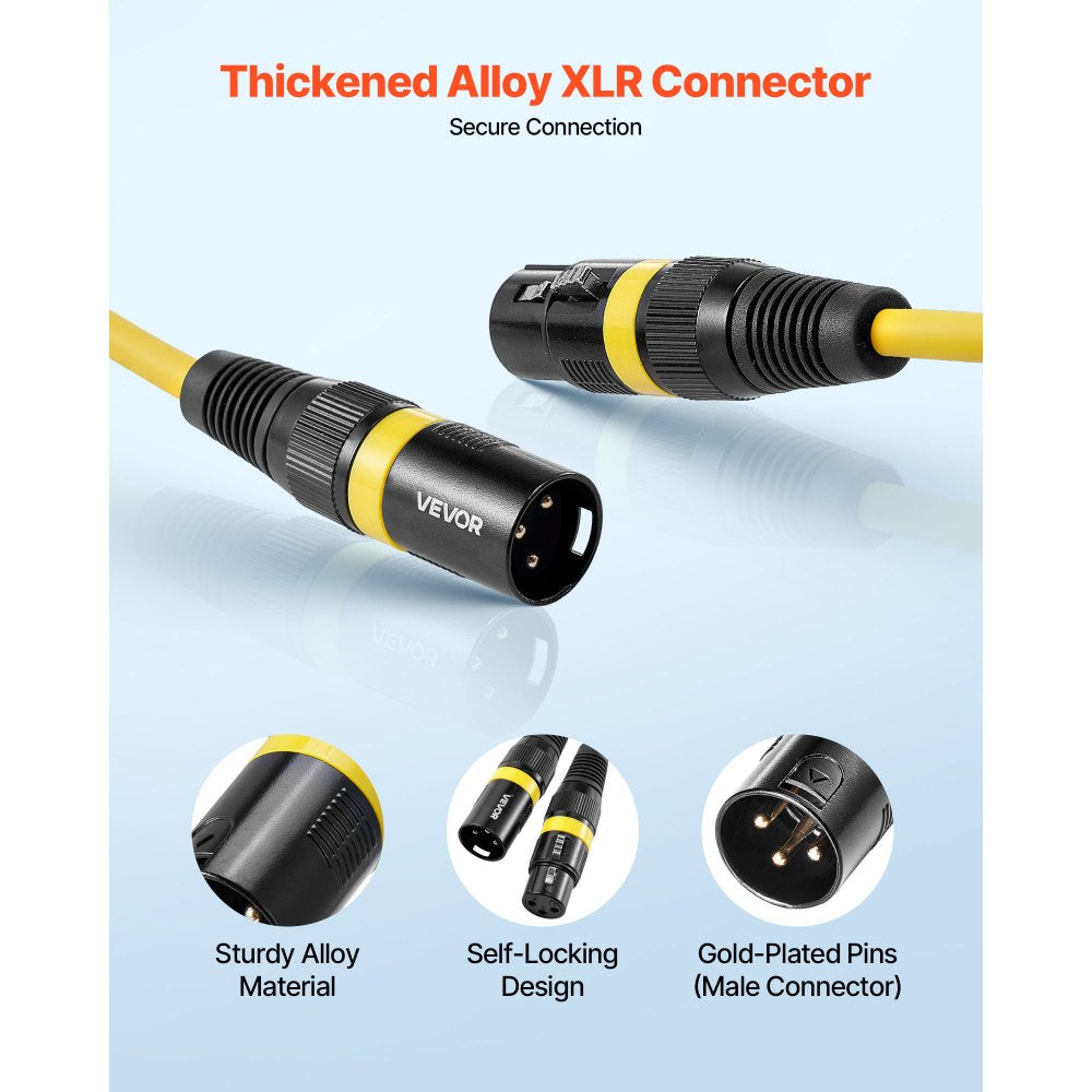 VEVOR XLR Cable 25 ft, 4 Pack, Shielded Balanced DMX Male to Female Microphone Cables, Gold-Plated 3-Pin XLR Mic Speaker Cord Wires, for Stage Lighting, Microphones, Amplifier, Mixer, Speaker Systems