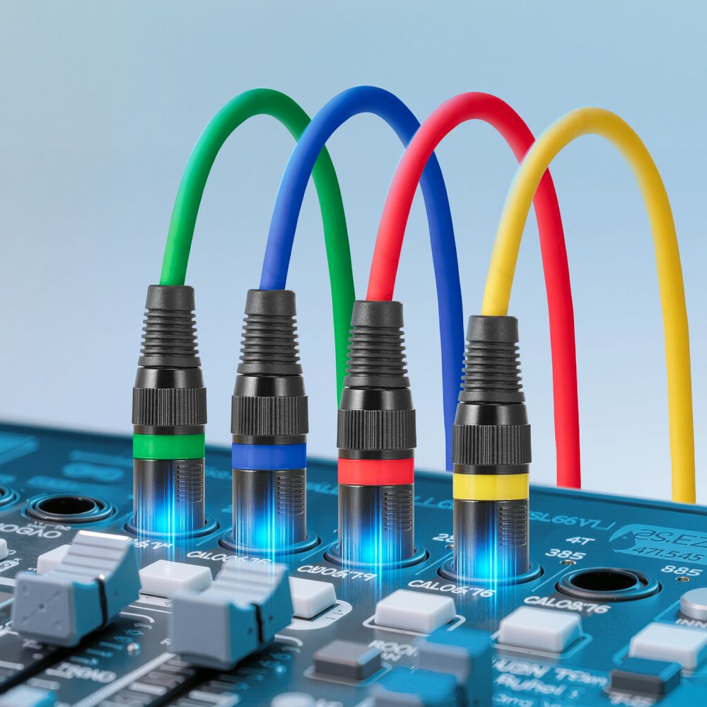 VEVOR XLR Cable 25 ft, 4 Pack, Shielded Balanced DMX Male to Female Microphone Cables, Gold-Plated 3-Pin XLR Mic Speaker Cord Wires, for Stage Lighting, Microphones, Amplifier, Mixer, Speaker Systems