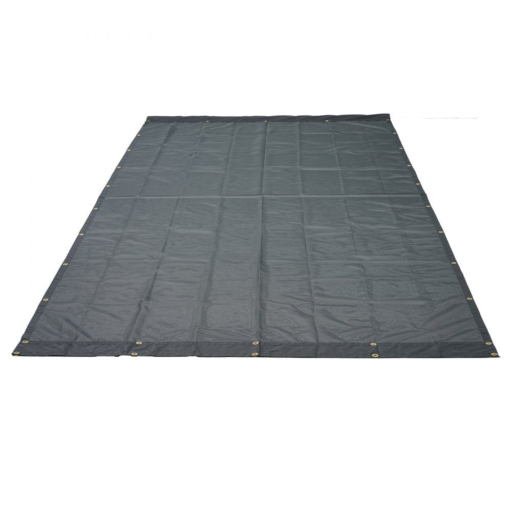 VEVOR Dump Truck Mesh Tarp, 7.5x18 ft, PVC Coated Black Heavy Duty Cover with 5.5" 18oz Double Pocket, Brass Grommets, Reinforced Double Needle Stitch Webbing Fits Manual or Electric Dump Truck System