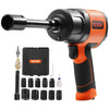VEVOR 1/2-Inch Air Impact Wrench, High Torque Up to 1400 ft-lbs, Lightweight 4.6 lb Design Pneumatic Impact Gun with 11-PCS 1/2-Inch Drive CR-V Steel Impact Socket Set & Carrying Case