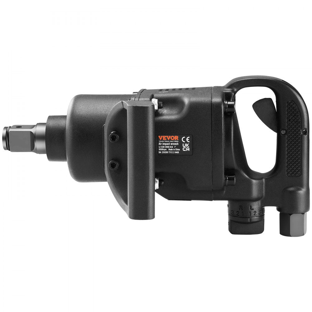 VEVOR 1 Inch Air Impact Wrench, Up to 2730 ft-lbs Reverse Torque Output 1" Pneumatic Impact Gun Lightweight w/ 2 Handles for Heavy Duty Repairs and Maintenance