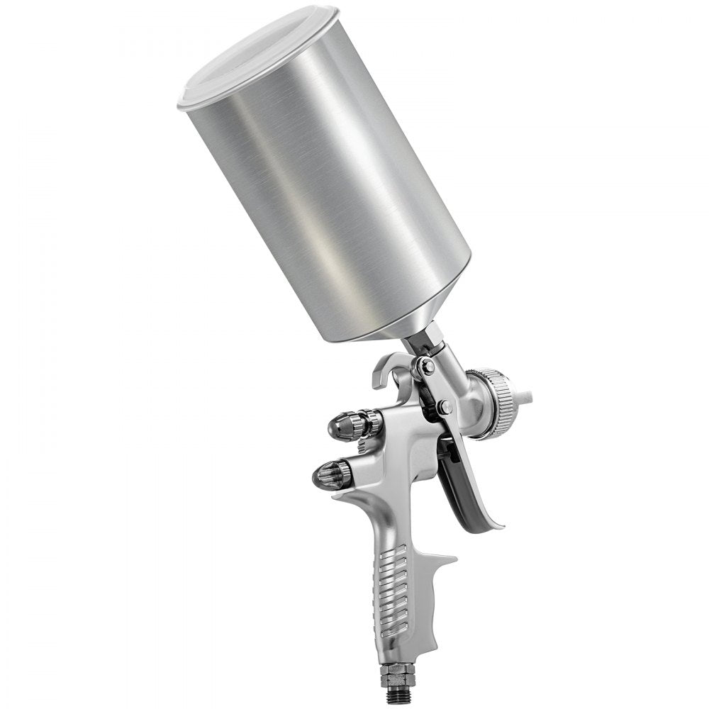 VEVOR HVLP Air Spray Gun, Professional Gravity Feed Sprayer Piant Automotive 1.3mm 1.7mm Stainless Nozzles 1000cc Copper Cup with MPS Adapter and Air Regulator for Primer, Clear & Top Coat, Touch Up