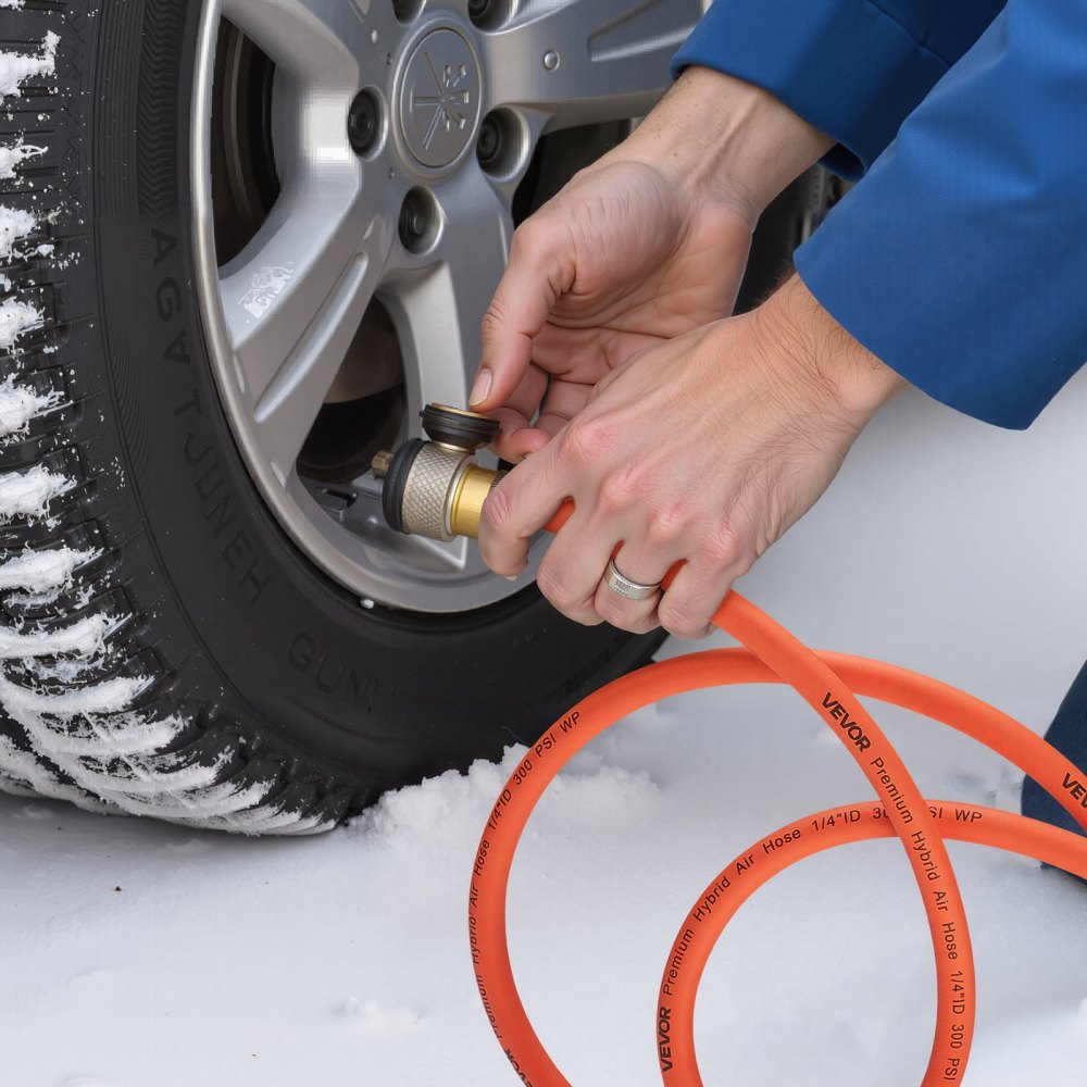 VEVOR Air Hose, 1/4" x 250FT Hybrid Air Compressor Hose, 300 PSI Kink-Resistant Pneumatic Hoses with Three-Layer Construction for Auto & Home DIY Projetcs, All-Weather Flexibility (No Fittings)