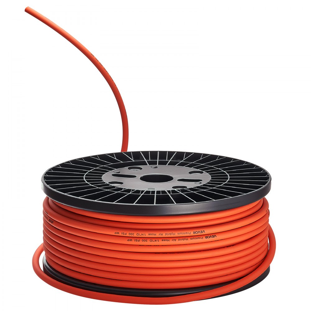 VEVOR Air Hose, 1/4" x 250FT Hybrid Air Compressor Hose, 300 PSI Kink-Resistant Pneumatic Hoses with Three-Layer Construction for Auto & Home DIY Projetcs, All-Weather Flexibility (No Fittings)