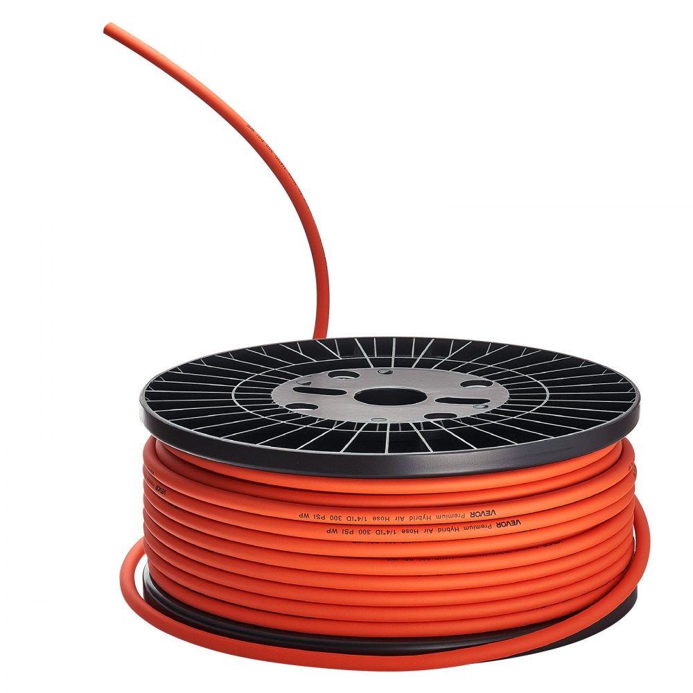 VEVOR Air Hose, 1/4" x 250FT Hybrid Air Compressor Hose, 300 PSI Kink-Resistant Pneumatic Hoses with Three-Layer Construction for Auto & Home DIY Projetcs, All-Weather Flexibility (No Fittings)