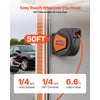 VEVOR Retractable Air Hose Reel, 1/4 Inch x 50 FT Hybrid Air Hose Max 300PSI, Enclosed Air-Compressor Hoses Reel Auto Rewind with 6.6 ft Lead in & Blow Gun, 180° Swivel Ceiling/Wall Mount