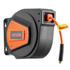 VEVOR Retractable Air Hose Reel, 1/4 Inch x 50 FT Hybrid Air Hose Max 300PSI, Enclosed Air-Compressor Hoses Reel Auto Rewind with 6.6 ft Lead in & Blow Gun, 180° Swivel Ceiling/Wall Mount