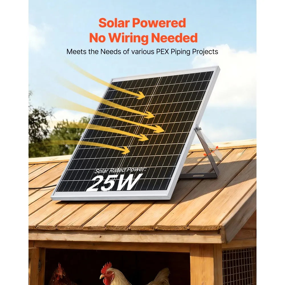 VEVOR Solar Powered Fan, 25W Solar Panel with 220 CFM Airflow, Adjustable Panel Angle, 2030 RPM High-Speed, Flexible Install, Fast Air Exchange for Greenhouse, Grow Tents, Chicken Coops, Shelters