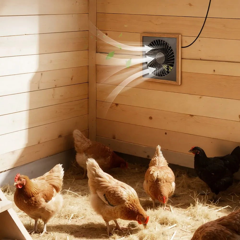 VEVOR Solar Powered Fan, 25W Solar Panel with 220 CFM Airflow, Adjustable Panel Angle, 2030 RPM High-Speed, Flexible Install, Fast Air Exchange for Greenhouse, Grow Tents, Chicken Coops, Shelters