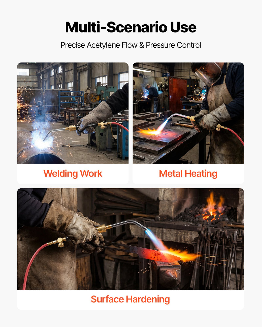 VEVOR Air Acetylene Torch Kit, Acetylene Gas Welding Tool with 11.8FT Rubber Hose, 4 Welding Tips & CGA200 Regulator, Swirl Frame Gas Brazing Torch Kit for Home DIY and Industrial Metalworking