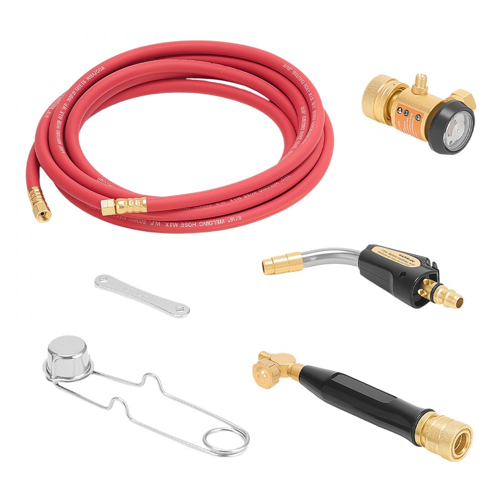 VEVOR Air Acetylene Torch Kit, Acetylene Gas Welding Tool with 11.8FT Rubber Hose, PL-8A Self-Lighting Welding Tip & CGA200 Regulator, Swirl Frame Brazing Torch Kit for Home Industrial Metalworking