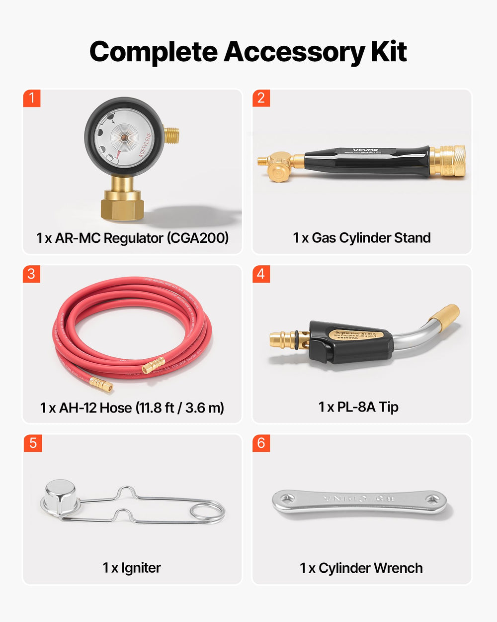 VEVOR Air Acetylene Torch Kit, Acetylene Gas Welding Tool with 11.8FT Rubber Hose, PL-8A Self-Lighting Welding Tip & CGA200 Regulator, Swirl Frame Brazing Torch Kit for Home Industrial Metalworking