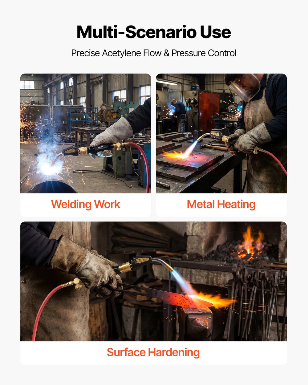 VEVOR Air Acetylene Torch Kit, Acetylene Gas Welding Tool with 11.8FT Rubber Hose, PL-8A Self-Lighting Welding Tip & CGA200 Regulator, Swirl Frame Brazing Torch Kit for Home Industrial Metalworking