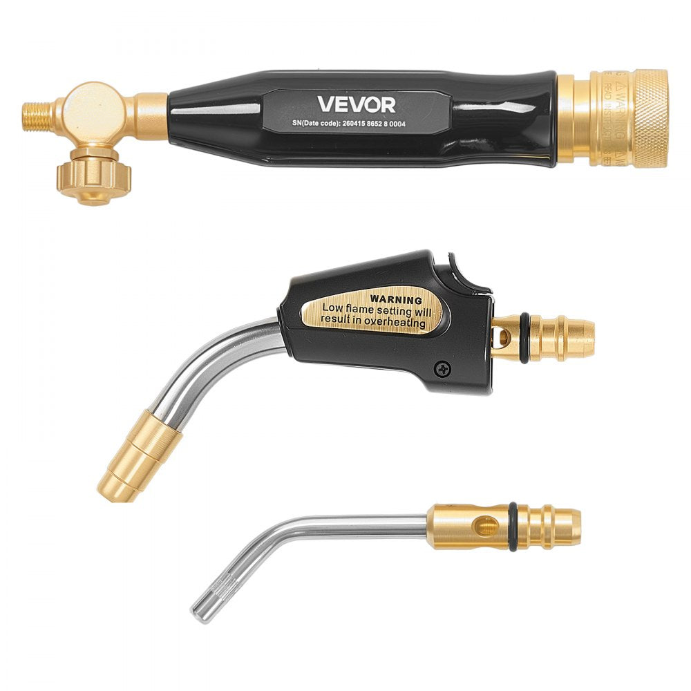VEVOR Air Acetylene Torch Kit, Acetylene Gas Welding Tool with 11.8FT Rubber Hose, Self-Lighting Welding Tip & CGA200 Regulator, Swirl Frame Brazing Torch Kit with Cylinder Stand for Metalworking