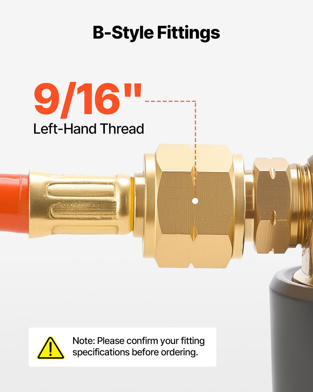 VEVOR Air Acetylene Torch Hose, 1/8-Inch x 12FT Acetylene Welding Hose with 9/16" LH B-Type Fittings, AH-12 R Grade Welding Torch Hoses Compatible with AR-B/AR-MC Regulators
