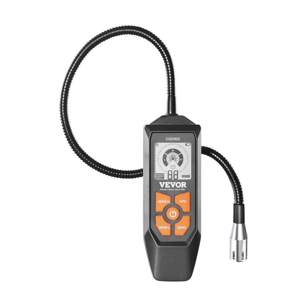 VEVOR Natural Gas Detector, 50-10,000 PPM Gas Leak Detector with 18.5-inch Gooseneck, Combustible Gas Detector Sniffer with Audible & Visual Alarm Locates Propane, Methane, Butane for Home, RV, HVAC