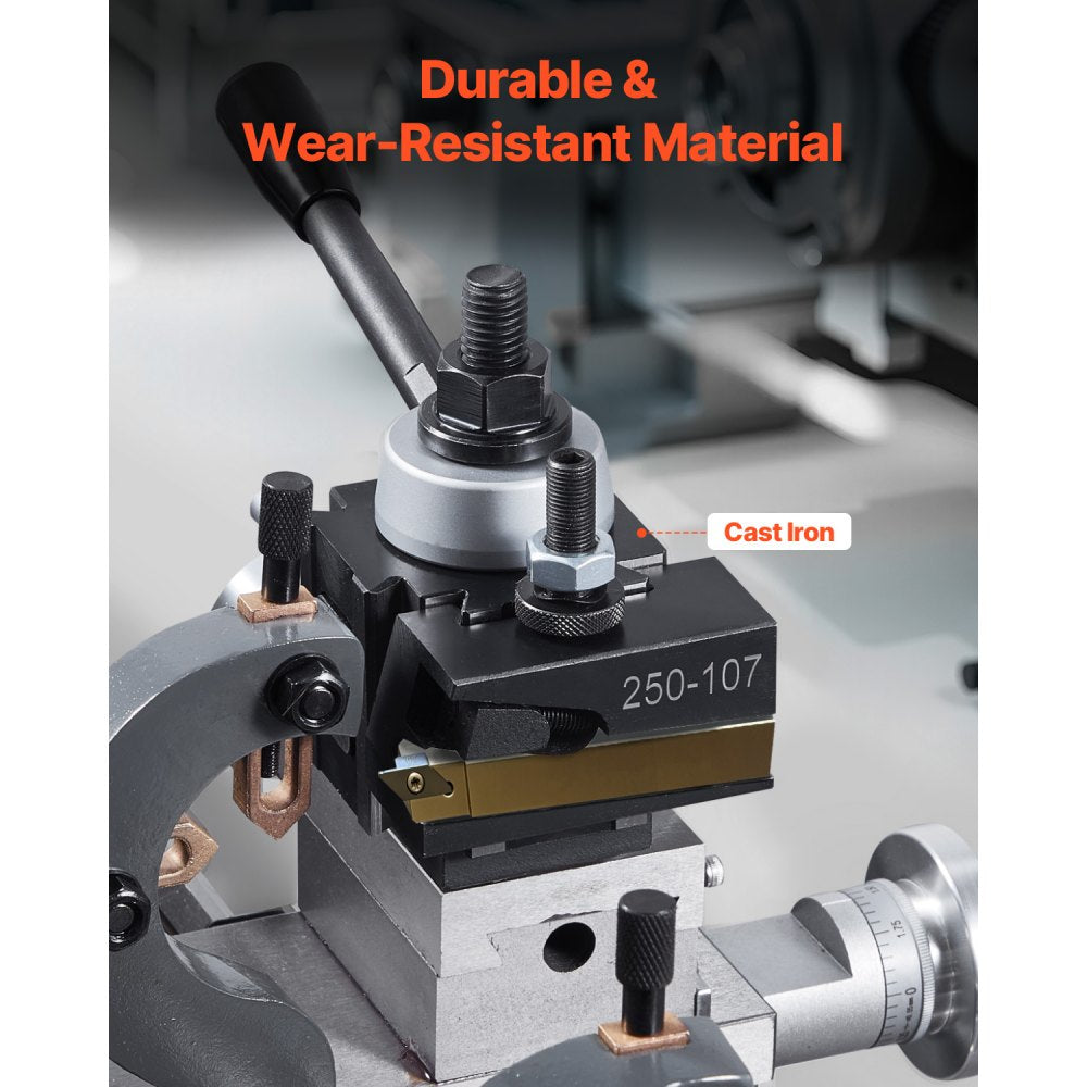 VEVOR Quick Change Tool Post Set, 6 Pcs, Includes Lathe Tool Holders, Piston Type Tool Post with Turning Tool Holder Accessories, Fit for Mini Lathe & Metal Lathe 6"-12" Swing, Durable Steel Material
